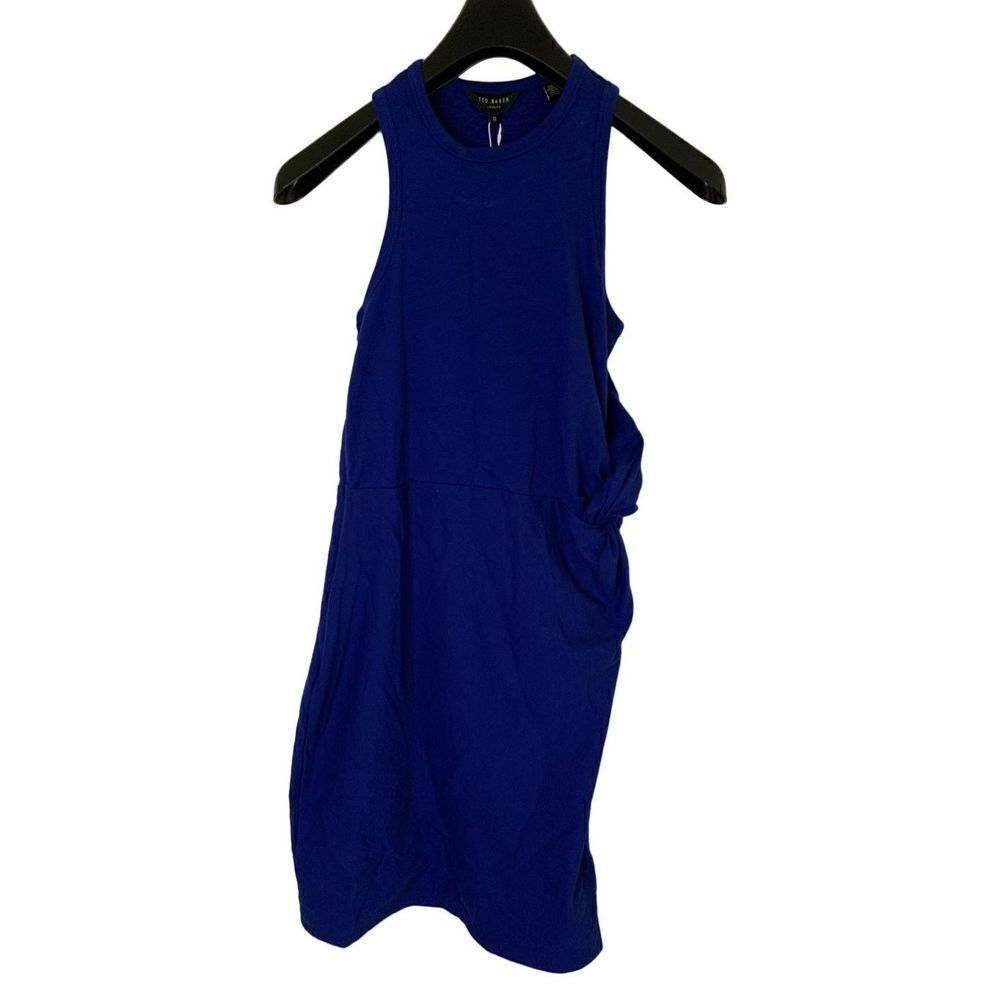 Ted Baker London knot front jersey dress blue women’s size 0 NEW NWT